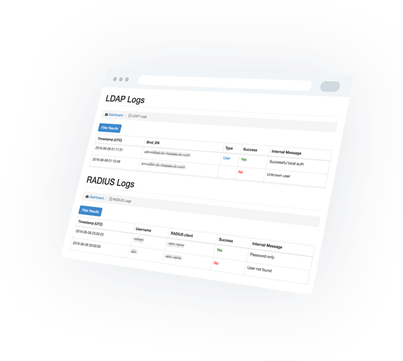 Logging for LDAP & RADIUS